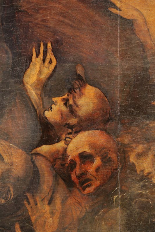 17. Leonardo da Vinci, Adorazione dei Magi, dettaglio in corso di pulitura