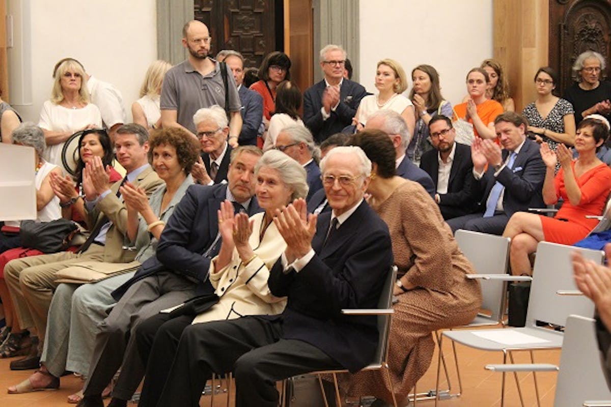 S.A.R. Duca Franz di baviera alla presentazione della retrospettiva in Auditorium Vasari, Uffizi