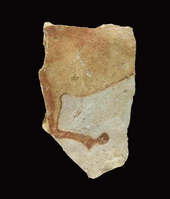 Frammento di lastra calcarea con figura frammentaria di cavalli 