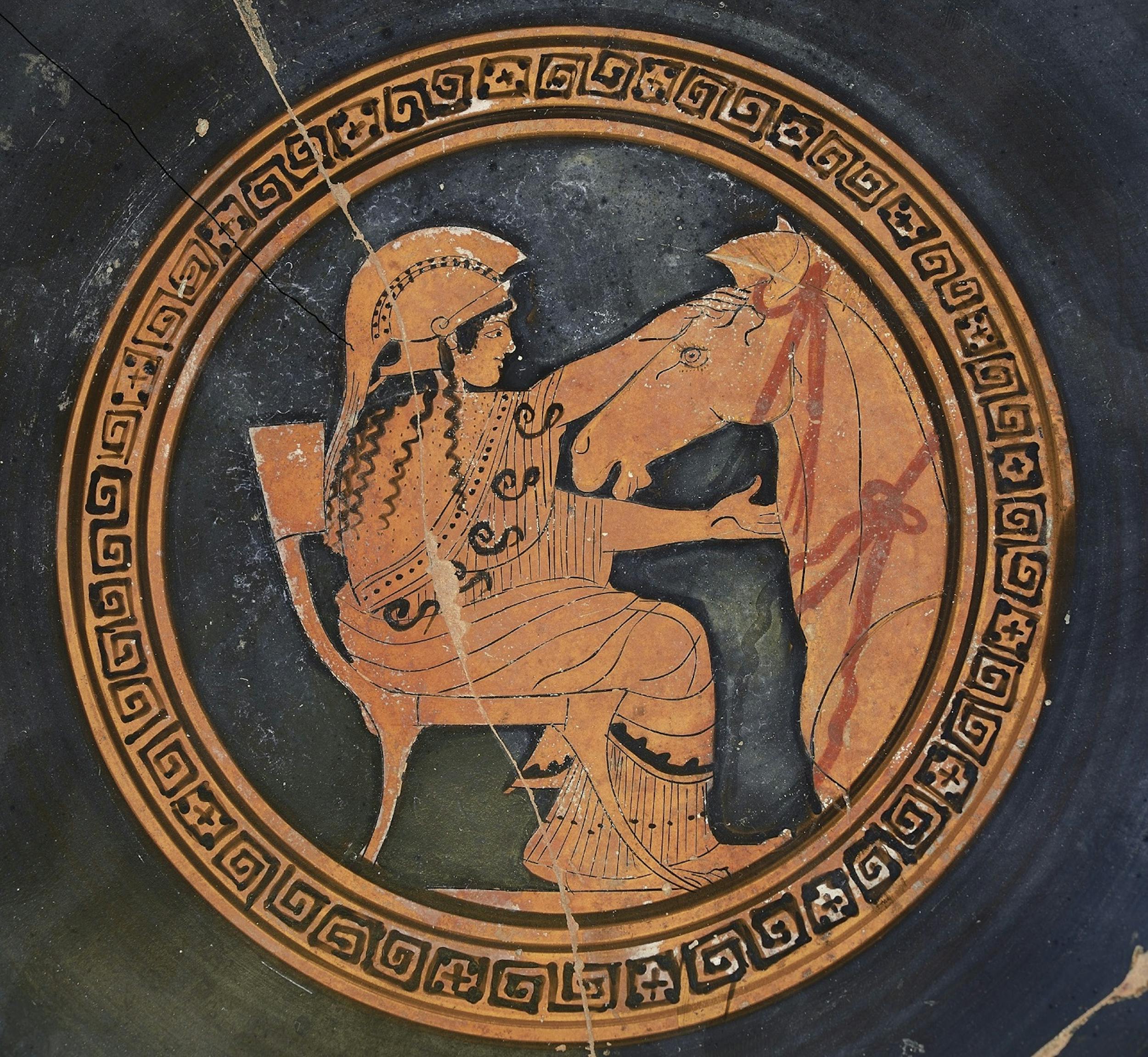 Coppa attica con Atena e il cavallo di Troia, 460 a.C. c.