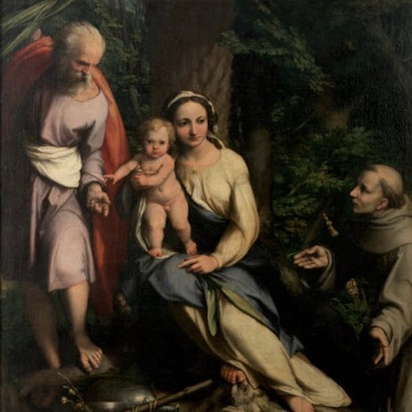 Riposo Durante La Fuga In Egitto Con San Francesco Di Antonio Allegri Detto Il Correggio Opere Le Gallerie Degli Uffizi