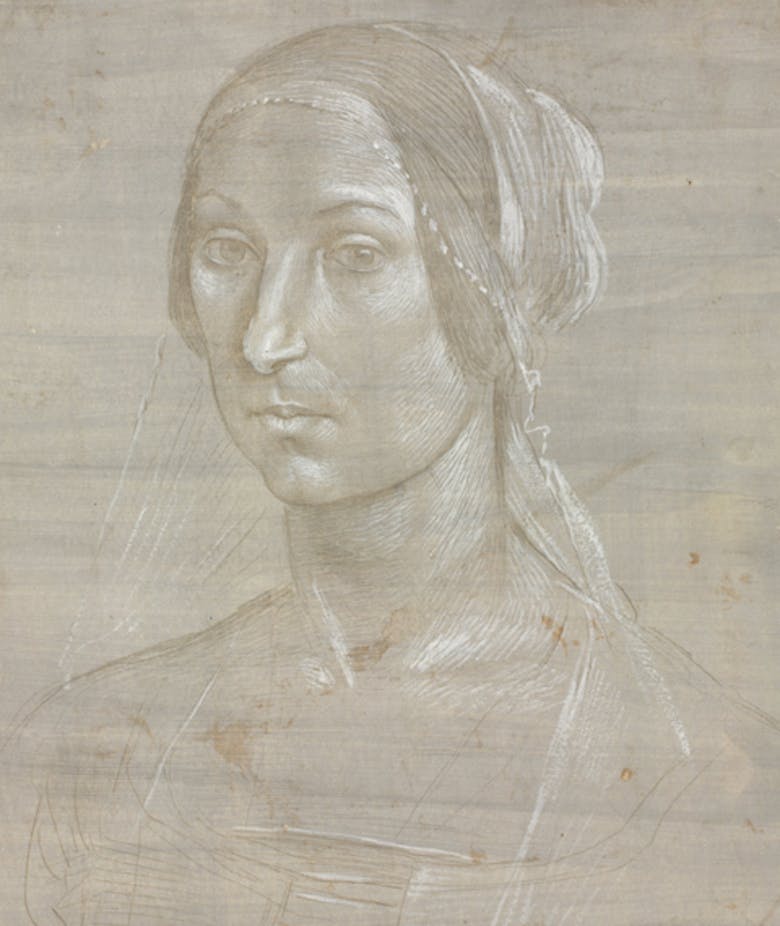 Bust of a woman angled to the left