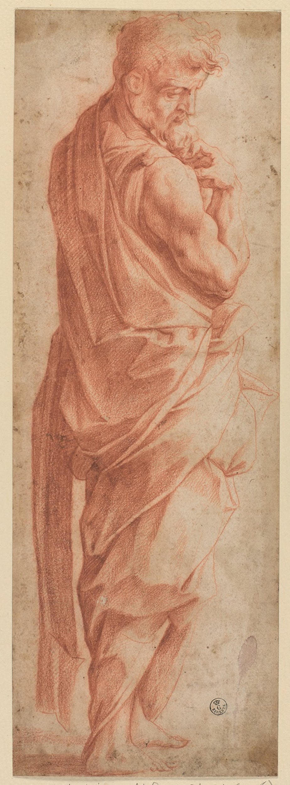 Giorgio Vasari (Arezzo, 1511 - Firenze, 1574) Figura maschile 1539-1540 pietra rossa, carta Gabinetto dei Disegni e delle Stampe, Gallerie degli Uffizi, Firenze