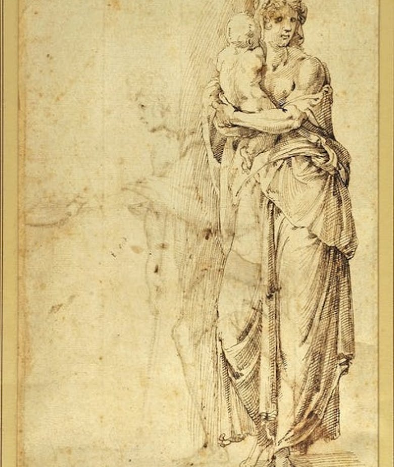 Woman Standing with Child in her Arms (front); Man Begging (reverse)