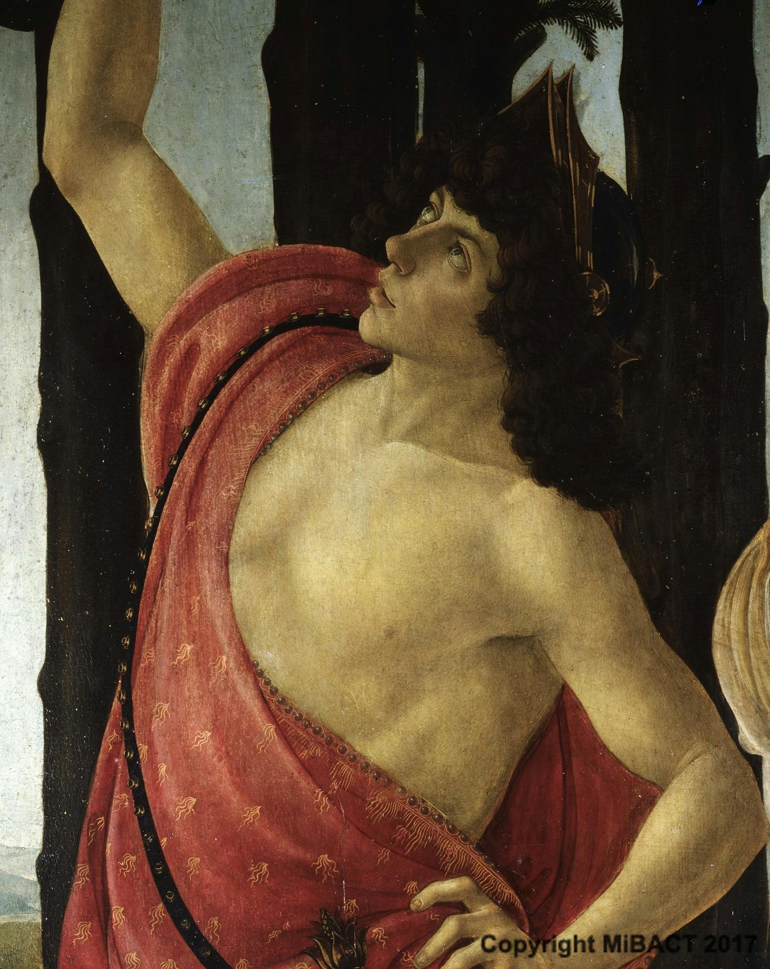Botticelli, Primavera, 1480c, Mercurio, part.