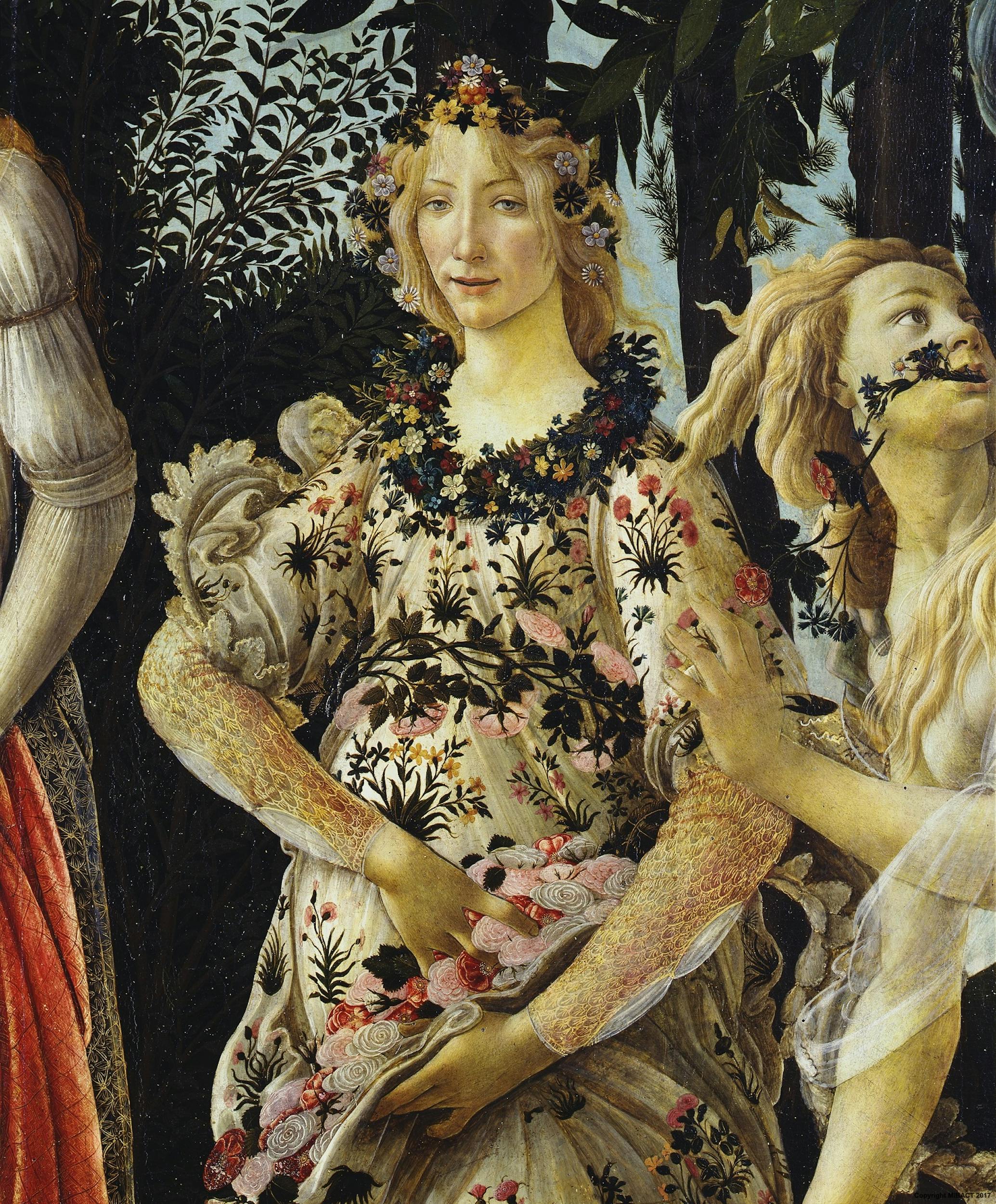 Botticelli, Primavera, 1480c, Flora, part. 