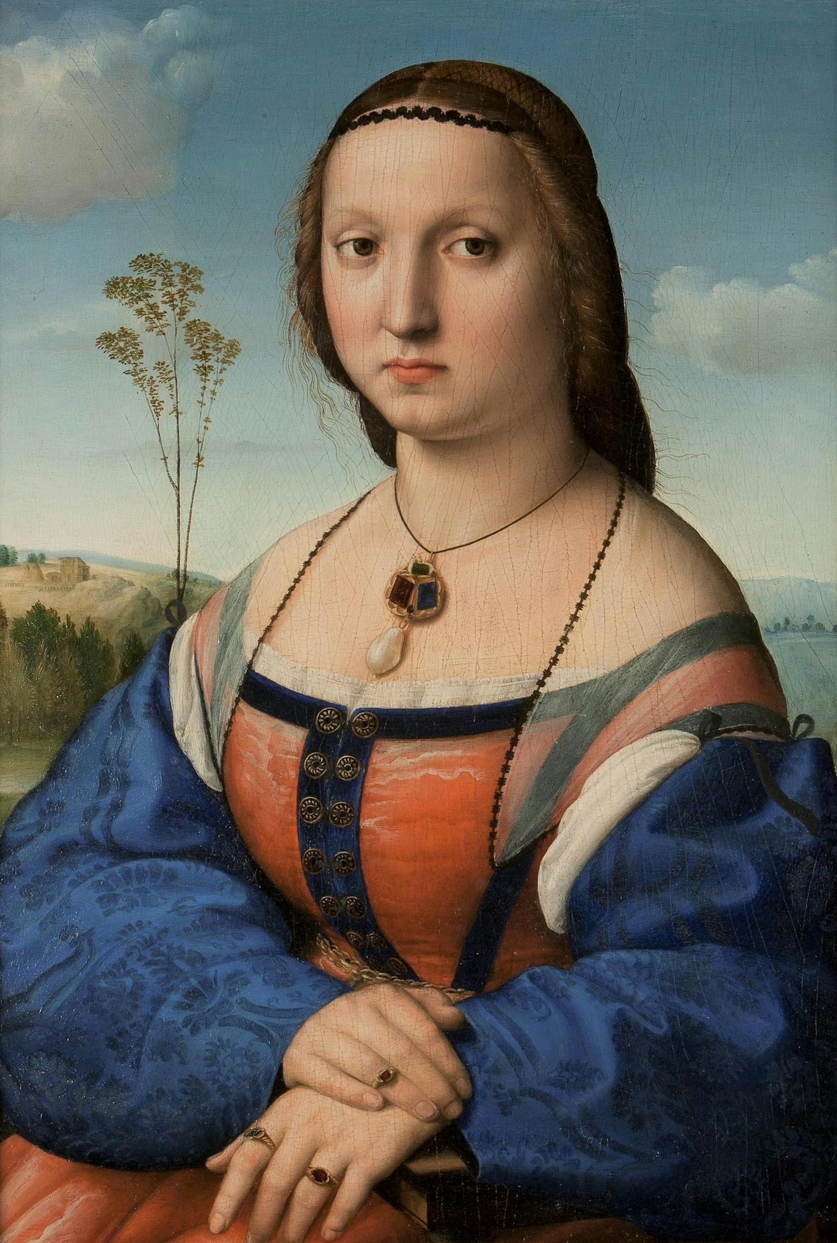Raffaello, ritratto di Maddalena Strozzi, 1504-1507