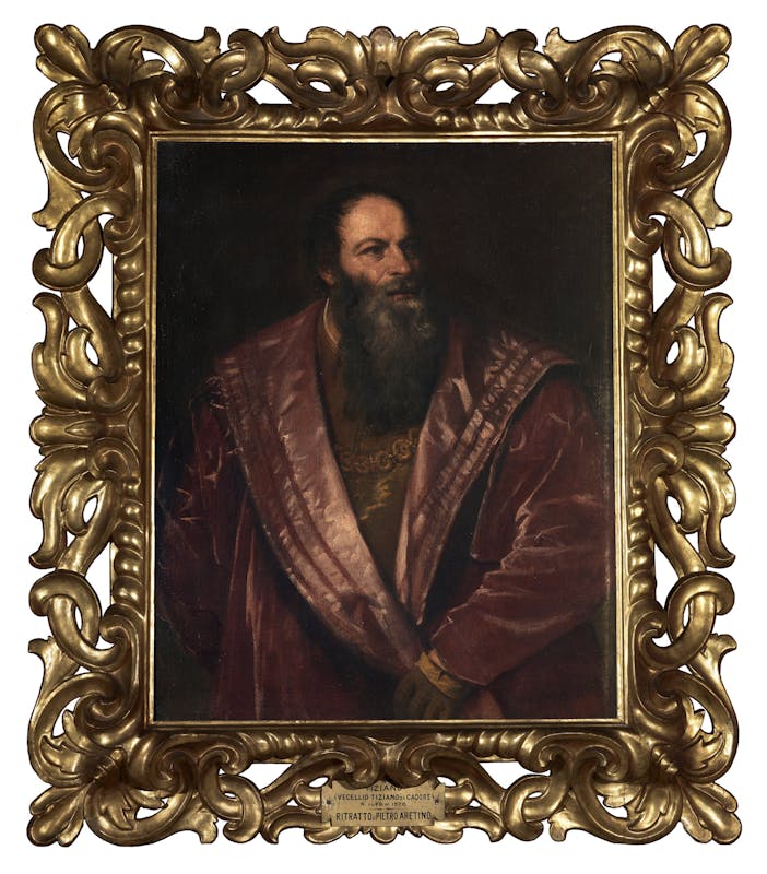 Tiziano Vecellio Ritratto di Pietro Aretino olio su tela 1545 Galleria Palatina, Gallerie degli Uffizi, Firenze