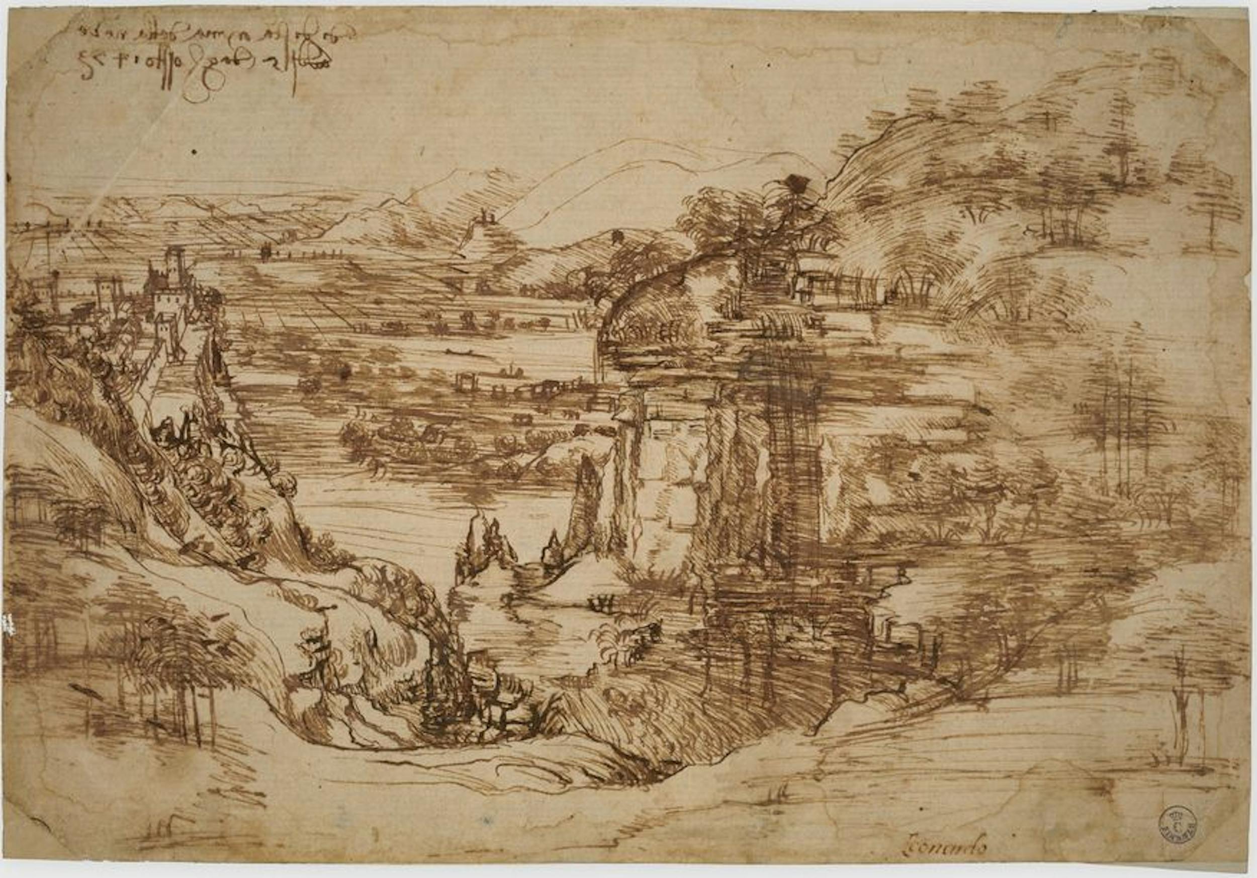 Leonardo Da Vinci, Paesaggio, inv. 8P,  recto.