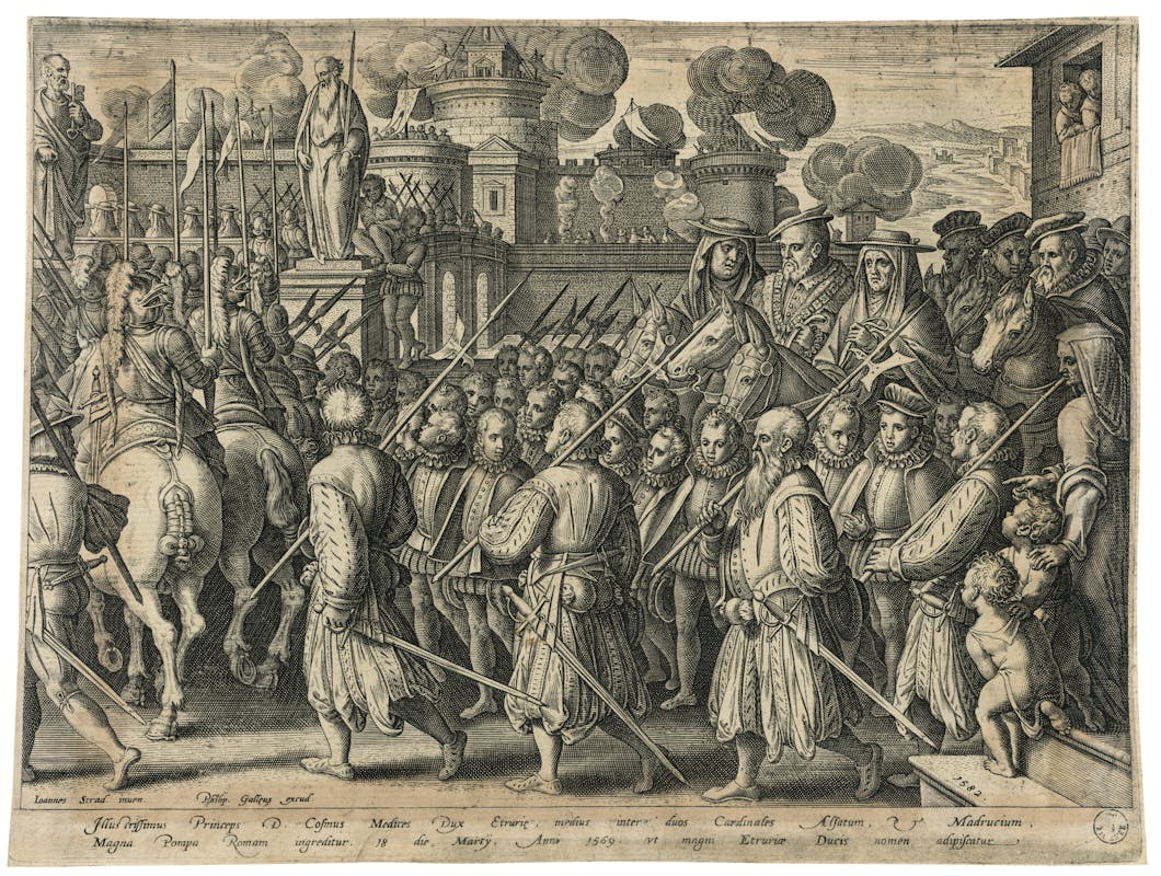 Philips Galle (1537-1612) da Giovanni Stradano (1523-1605) L’Entrata di Cosimo I in Roma 1582 bulino Gabinetto dei Disegni e delle Stampe, Gallerie degli Uffizi, Firenze