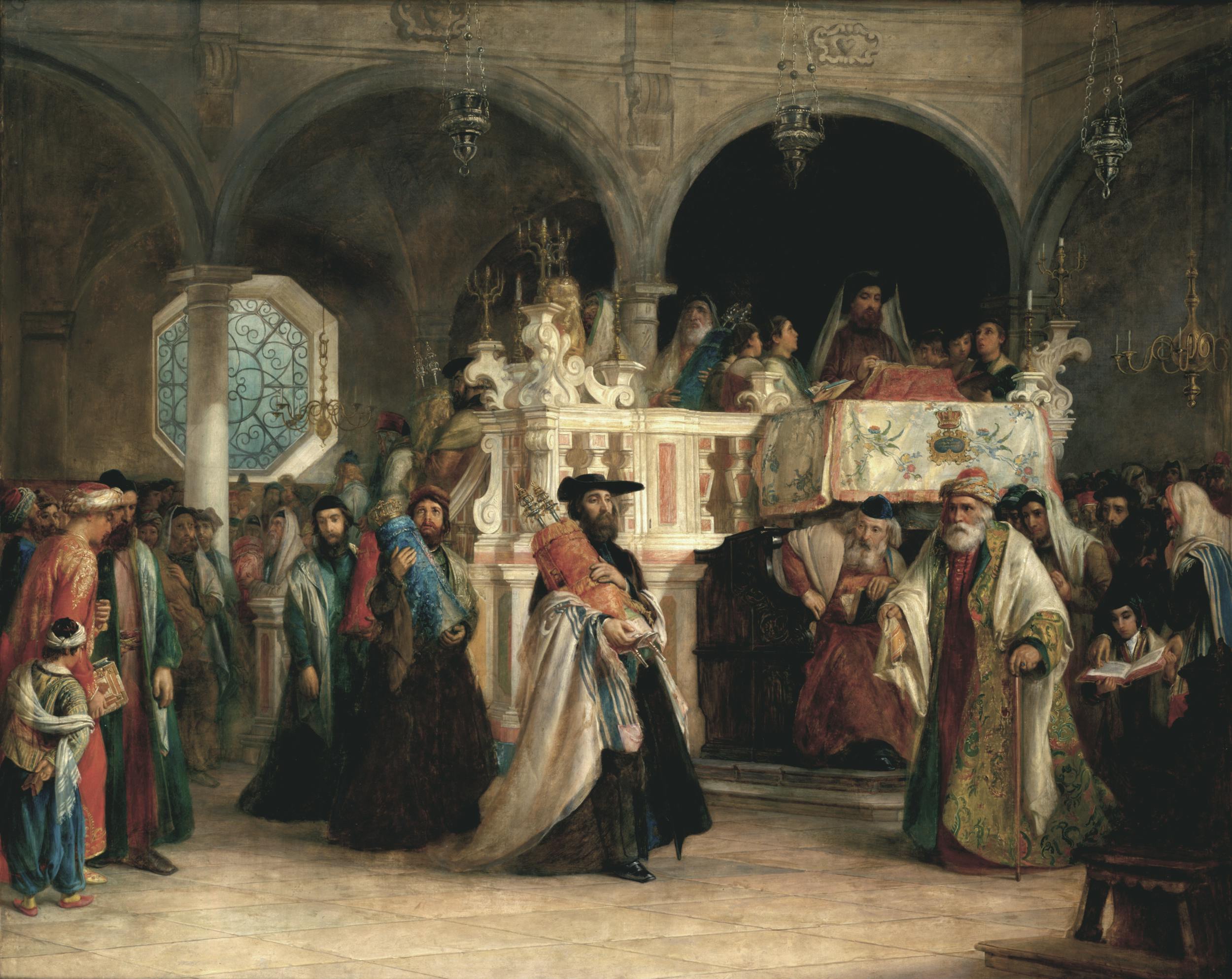 Solomon Alexander Hart (Plymouth 1806 – Londra 1881) La festa di Simchàt Toràh nella sinagoga di Livorno 1850 olio su tela The Jewish Museum, New York