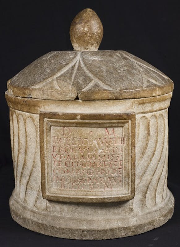 l'urna cineraria romana di Tito Aelius Proculus, prima metà del II secolo d.C.