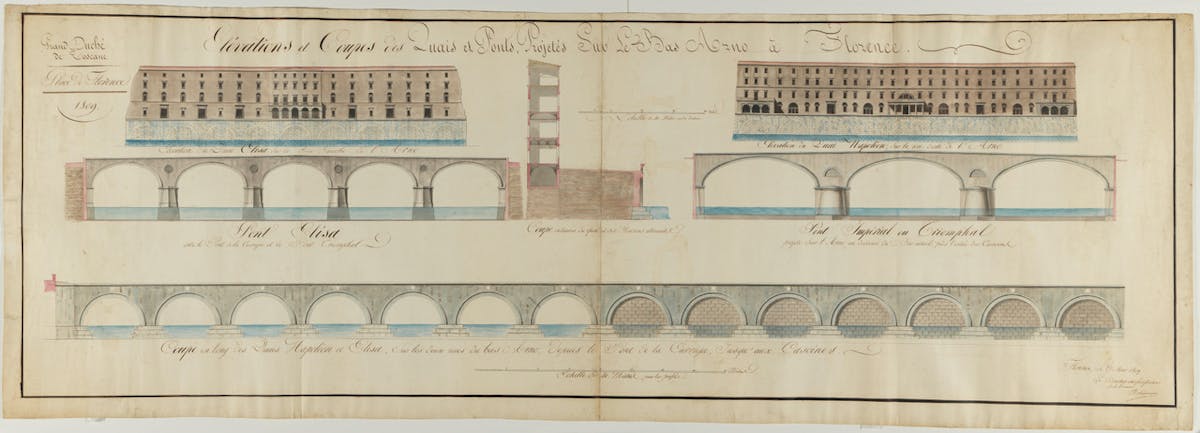 Progetto per due ponti sull'Arno - Hyacinthe Boucher de Morlaincourt