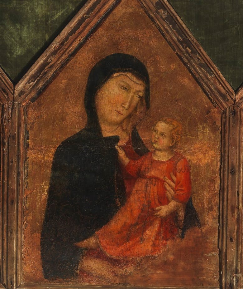 Madonna col Bambino, un santo vescovo e un santo papa