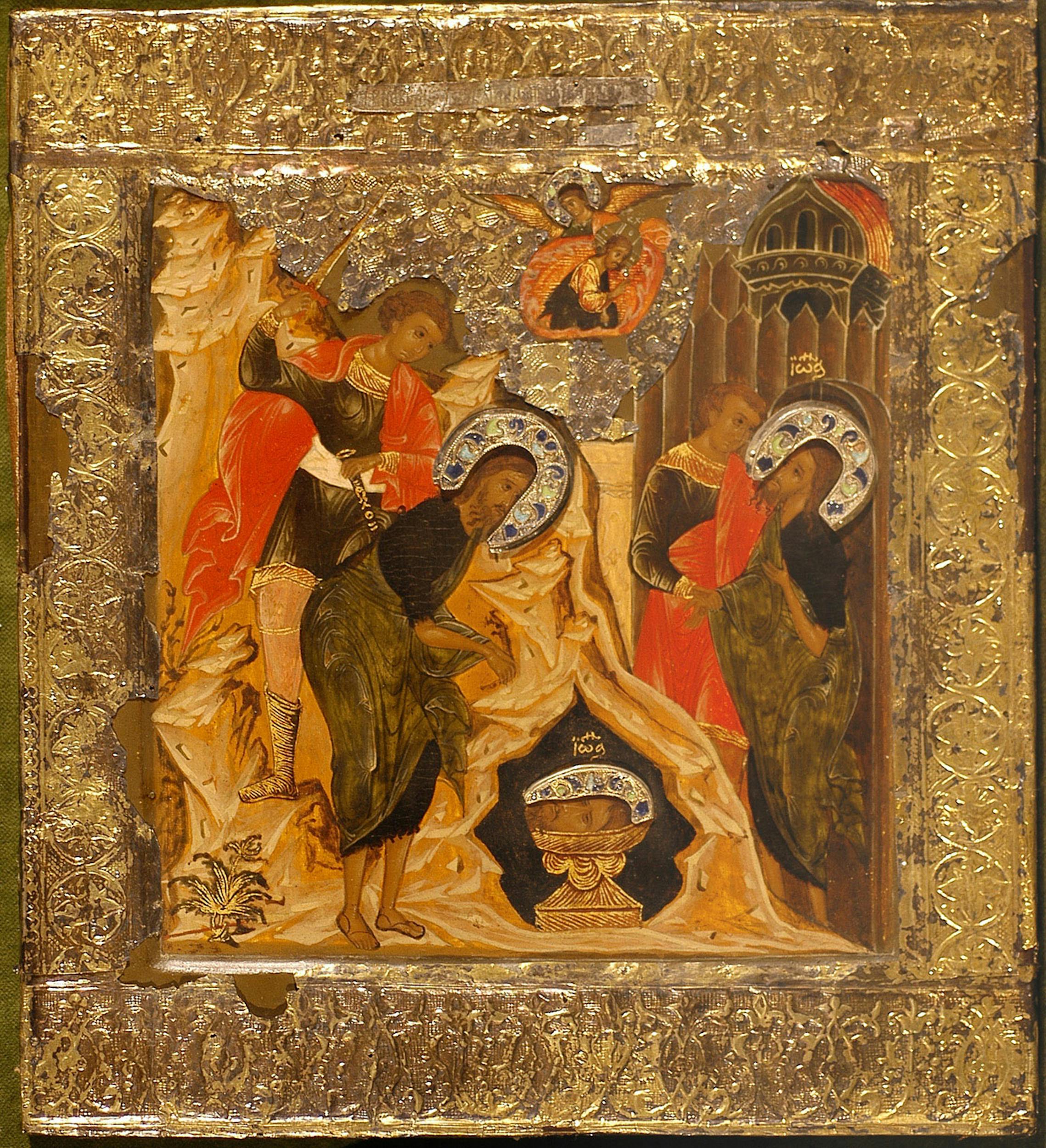 Fig. 7 Bottega moscovita, San Giovanni battista decollato, c. 1590-1610, tavola, argento dorati, smalti, cm 31,2 x 26, inv. 1890 n. 9355