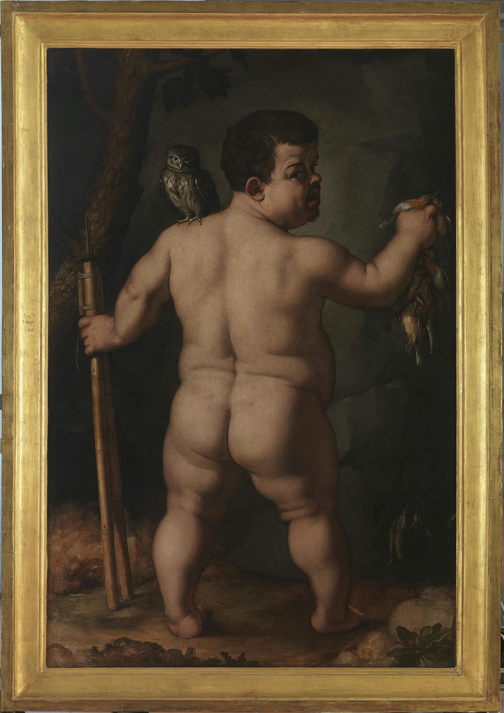 Agnolo di Cosimo detto Bronzino (Italia, Firenze 1503 – 1572) "Ritratto del Nano Morgante"  olio su tela  149 x 98 cm (Altezza x Larghezza)  1553 circa