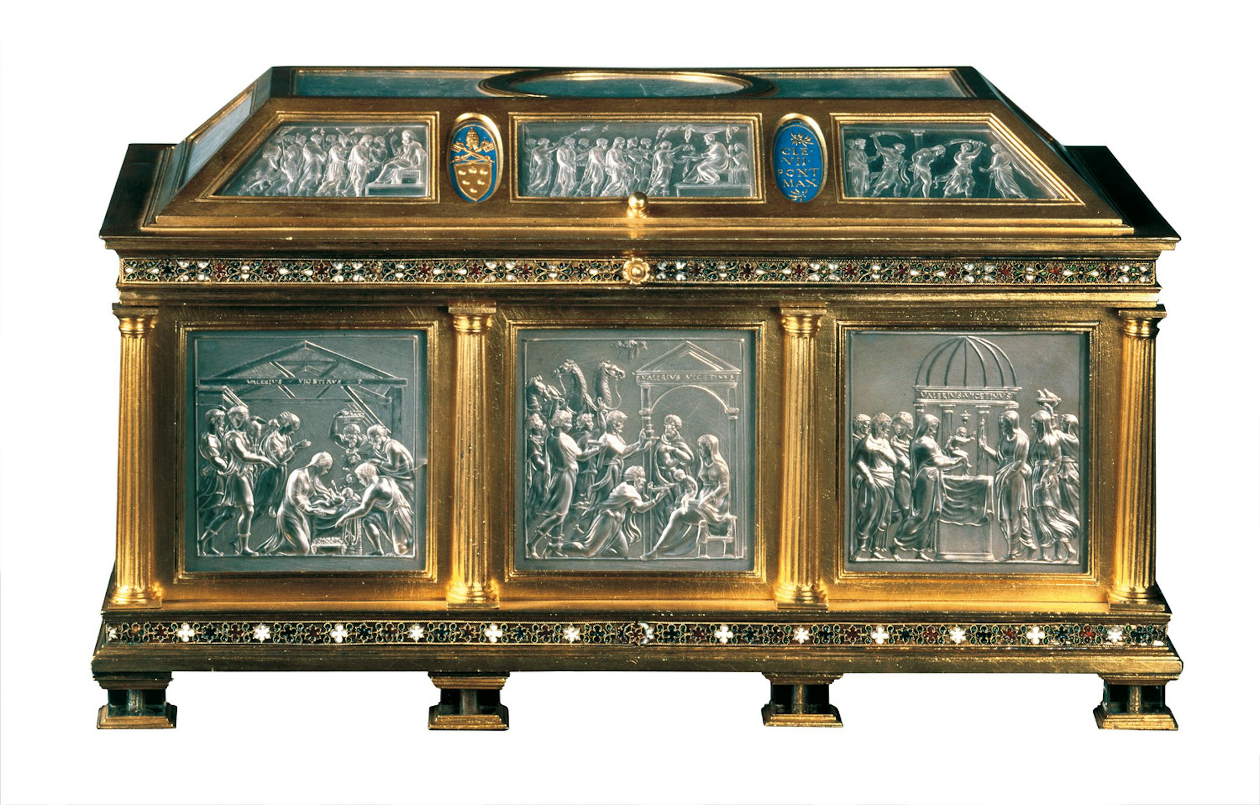 Valerio Belli (Vicenza, 1468-1546) Cassetta Medici 1532 argento dorato, smalti, cristallo di rocca inciso e controfondato con foglie d’argento Tesoro dei Granduchi, Gallerie degli Uffizi, Firenze