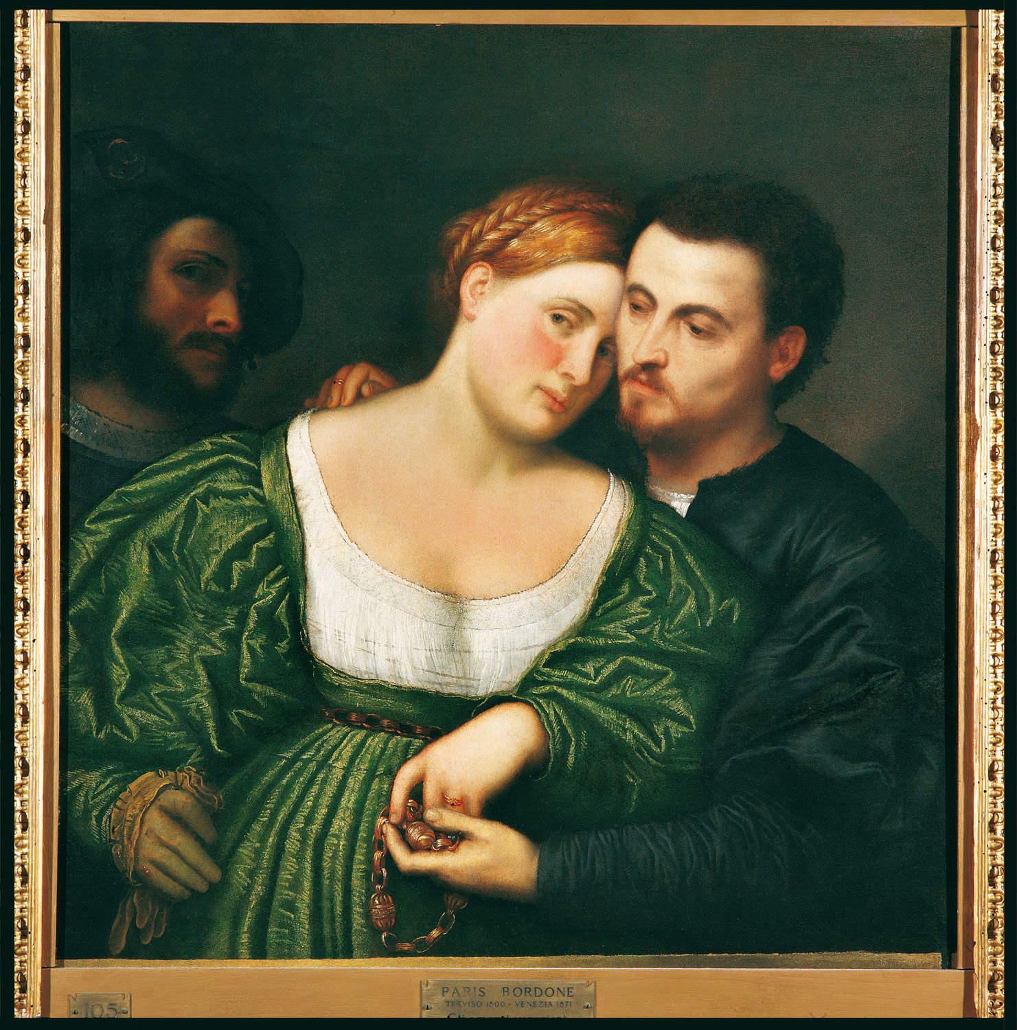 Paris Bordon (Treviso, 1500-Venezia, 1571) Gli amanti veneziani 1525-1530 olio su tela Pinacoteca di Brera, Milano | Paris Bordon (Treviso, 1500-Venice, 1571) The Venetian Lovers 1525-30 oil on canvas Pinacoteca di Brera, Milan