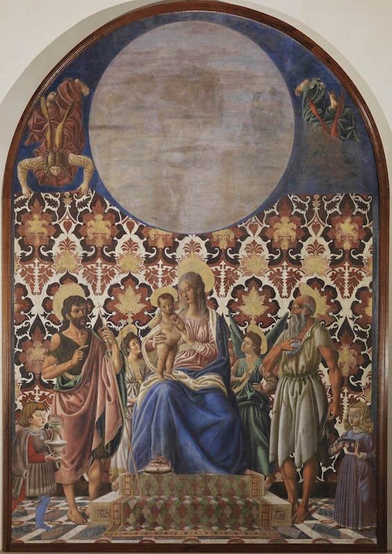 Madonna in trono col Bambino, i santi Giovanni Battista e Girolamo, angeli e due fanciulli della famiglia Pazzi