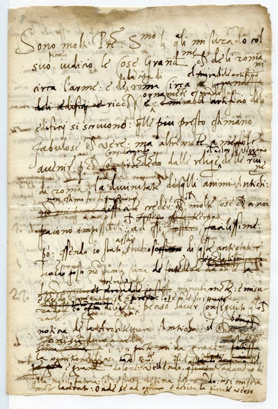 ) Baldassarre Castiglione  Lettera a Leone X  Letter to Pope Leone X 1519 Inchiostro su carta / ink on paper Mantova, Archivio di Stato