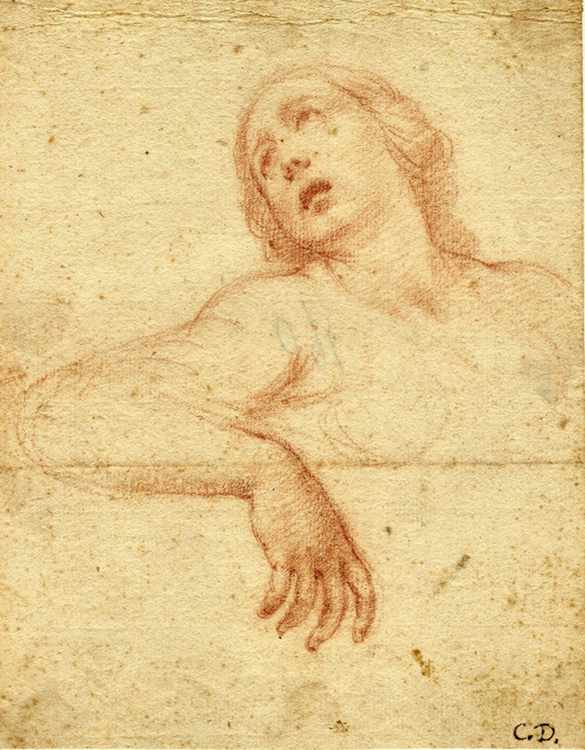 Cesare Dandini (Firenze 1596-1657), Figura femminile, pietra rossa su carta