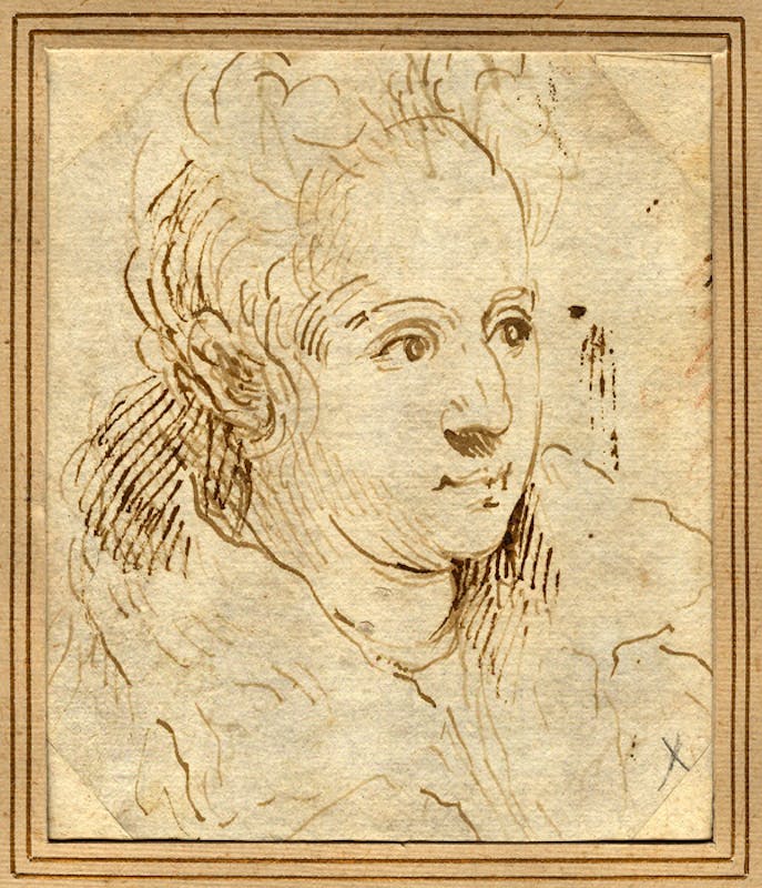Palma il Giovane (Venezia 1544-1628), Ritratto della moglie, penna e inchiostro