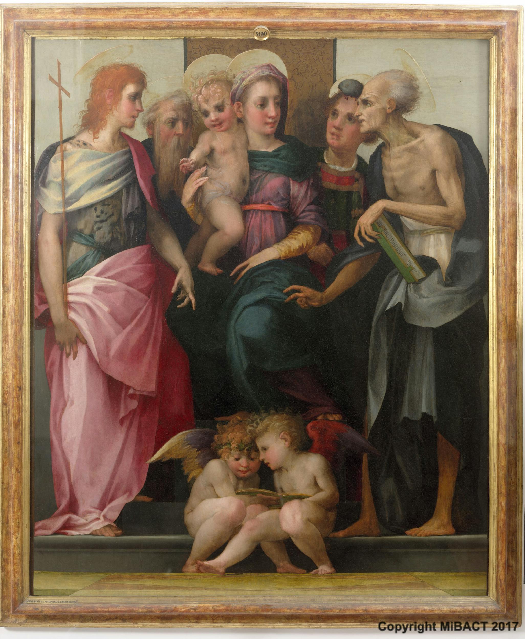 Madonna con Bambino, San Giovanni Battista, Sant'Antonio abate, Santo