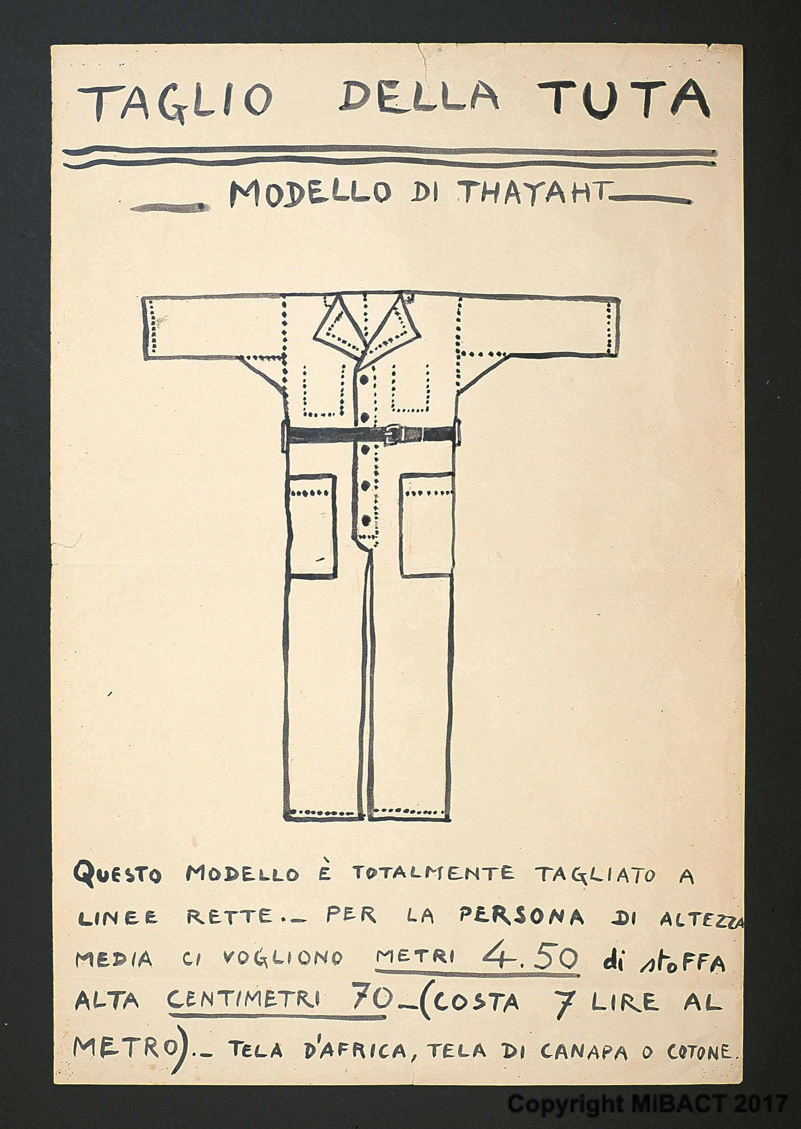 Thayaht, Taglio della Tuta, 1920 ca., tempera su carta, 60,5 x 40 cm