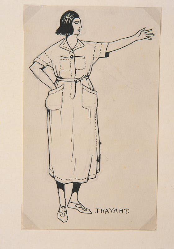 Thayaht, Modello della Tuta femminile, 1920, matita nera e inchiostro di china su carta, cm 18,5 x 11 