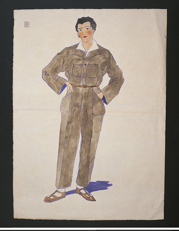 Thayaht, Modello di Tuta, 1920 ca., tempera e inchiostro su carta, cm 47,5 x 34