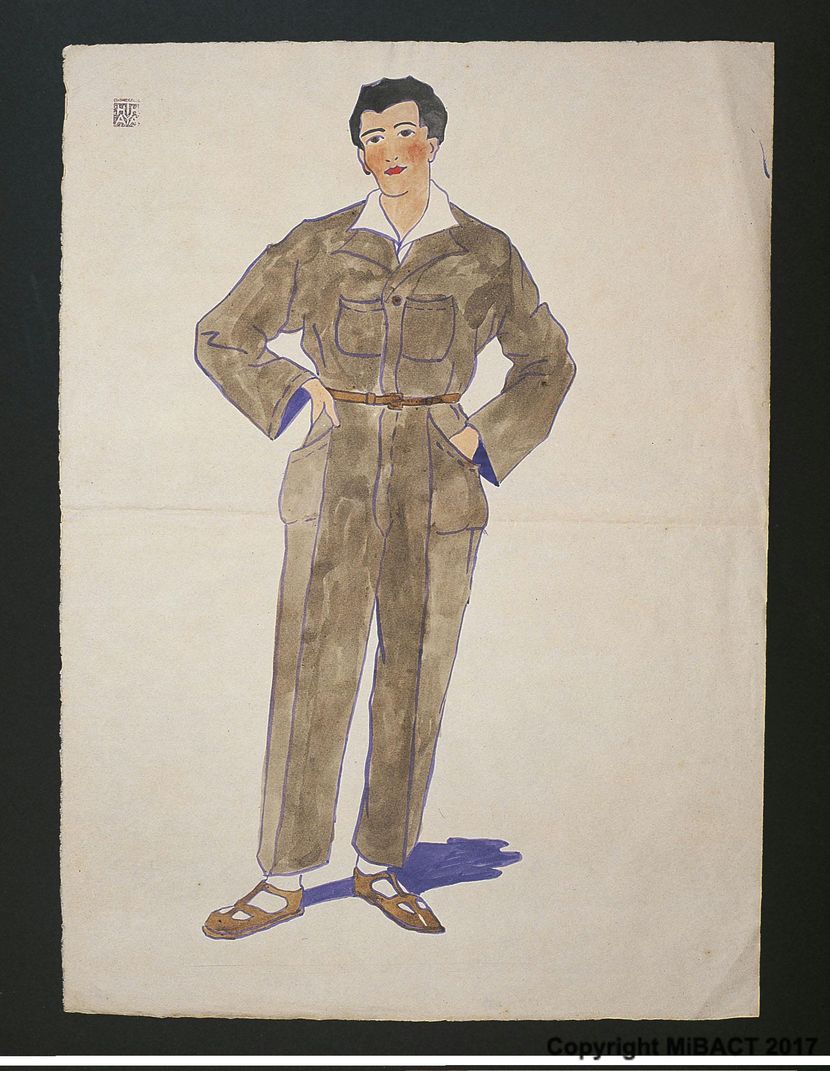 Thayaht, Modello di Tuta, 1920 ca., tempera e inchiostro su carta, cm 47,5 x 34