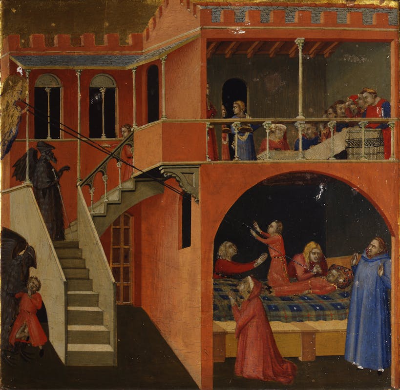 Ambrogio Lorenzetti, Il miracolo delle navi granarie - San Nicola resuscita un fanciullo