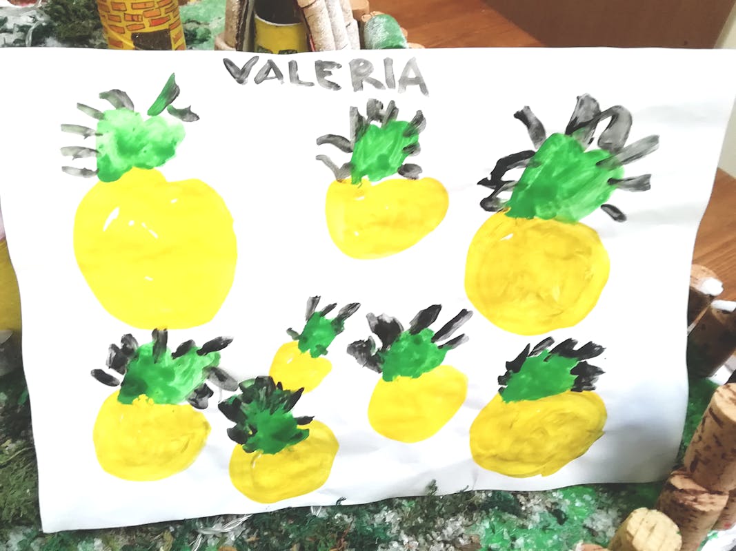 Valeria V., disegno ispirato alla Natura morta con frutta di Gioacchino Toma (GAM)– Centro “La Tenda”