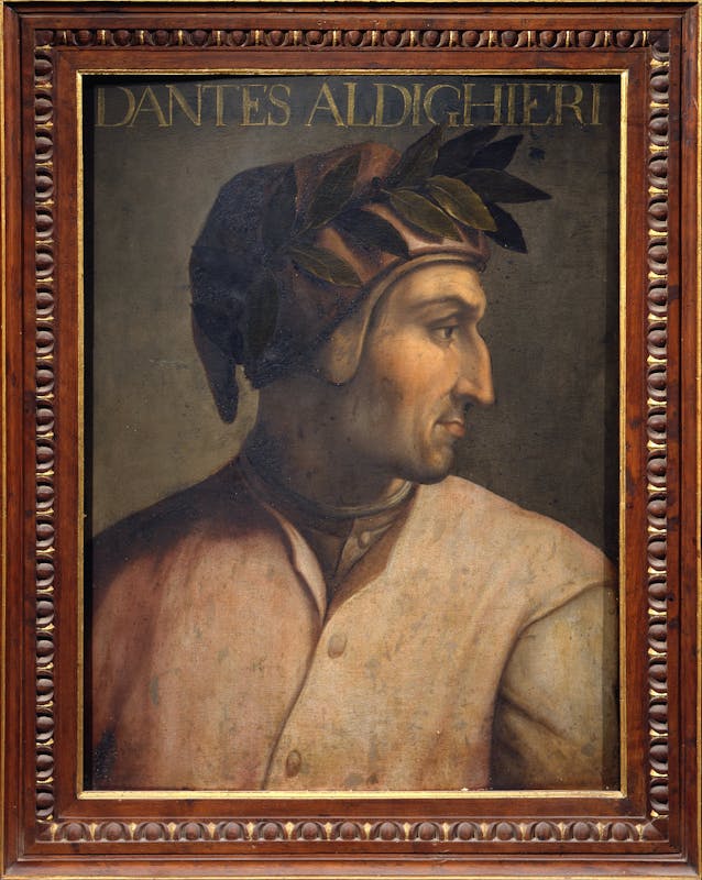 Cristofano dell'Altissimo (Firenze, 1525 – 1605) Ritratto di Dante Alighieri 1552-1568 olio su tavola, 60 x 44 cm Firenze, Gallerie degli Uffizi, Collezione Gioviana