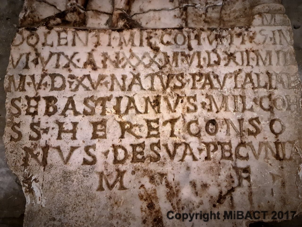 Iscrizione stele del pretoriano Dolens
