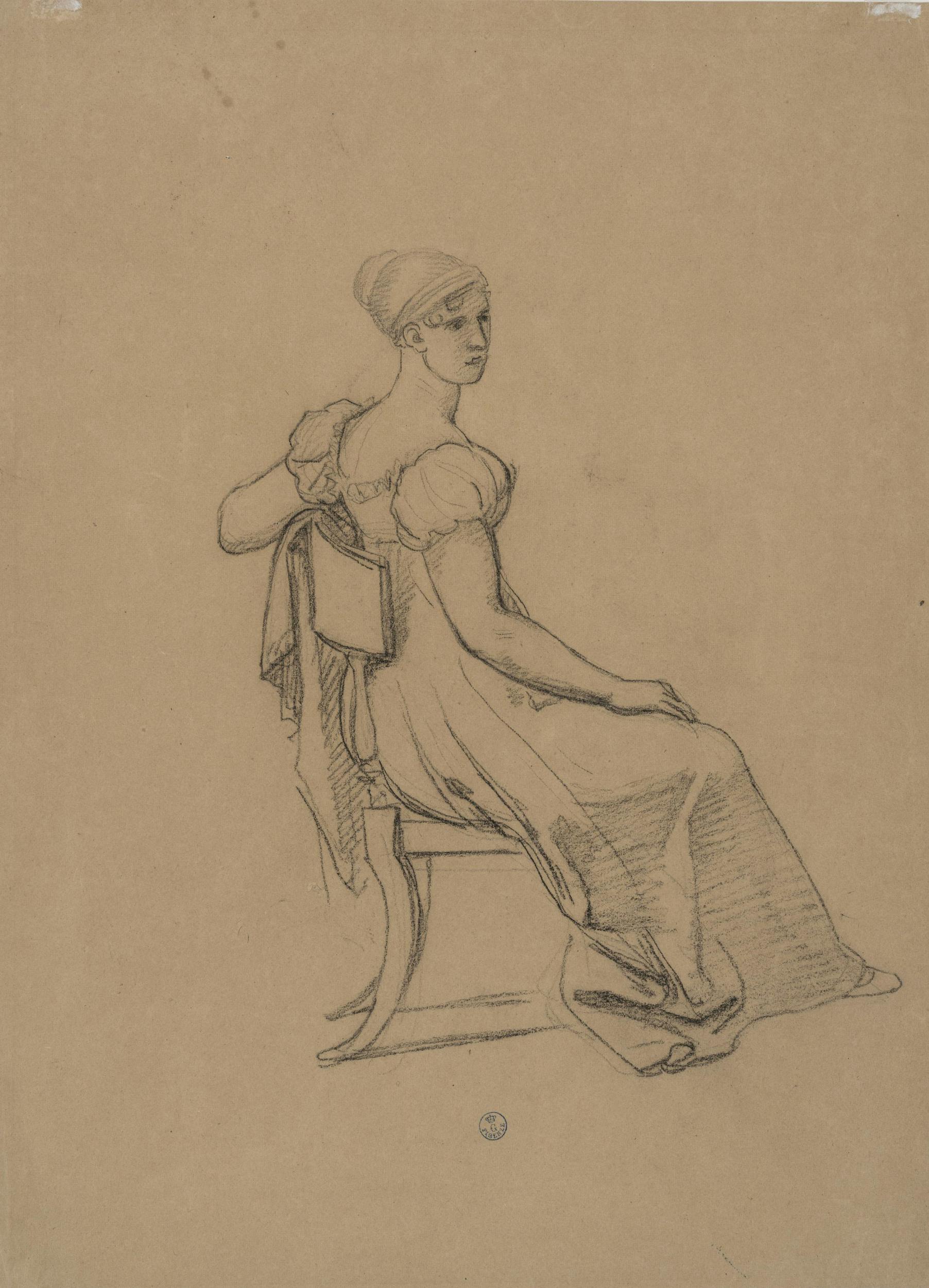 Pietro Benvenuti (Arezzo 1769-Firenze 1844) Studio per una dama  Matita nera su carta beige Firenze, Gabinetto e Stampe degli Uffizi inv.n.20961