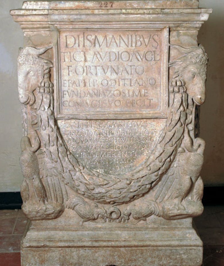 Altar dedicated by Fundania Zosime to her husband and freedman