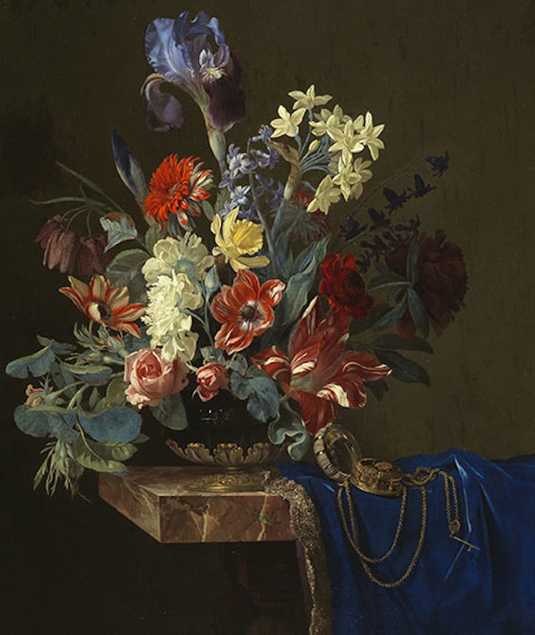 Vaso di fiori con orologio