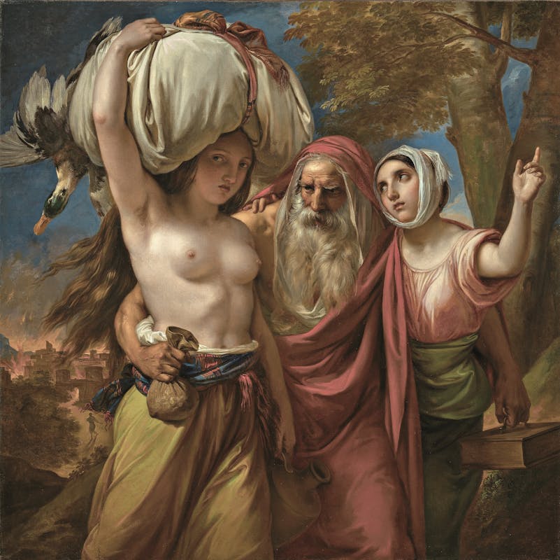 Giuseppe Bezzuoli, La famiglia di Lot che fugge dall’incendio di Sodoma, 1854, Collezione privata