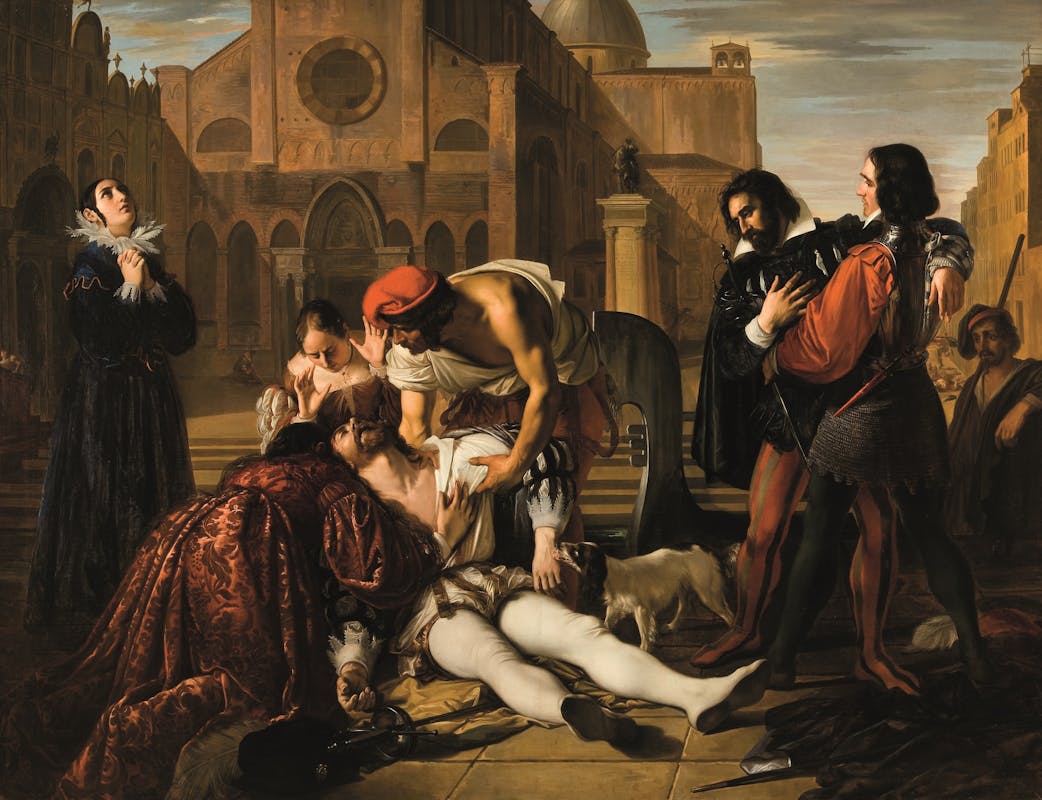 Giuseppe Bezzuoli, Lorenzino de Medici che muore pugnalato sulla piazza di San Giovanni e Paolo a Venezia, 1840