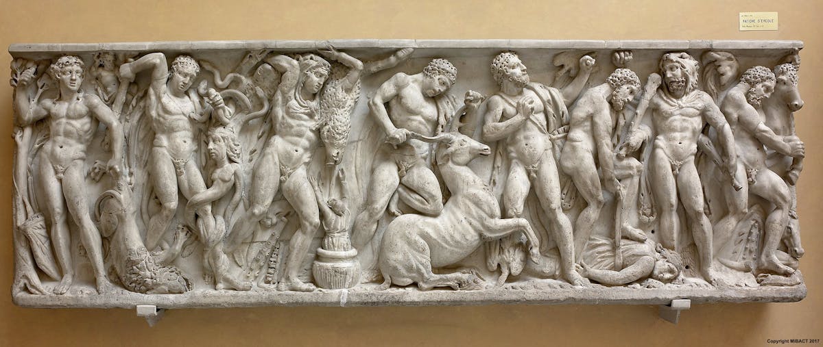 Fronte di sarcofago con fatiche d’Ercole, arte romana, 190-200 d.C., marmo, Galleria degli Uffizi (Palazzo degli Uffizi)  Piazzale degli Uffizi - Firenze 