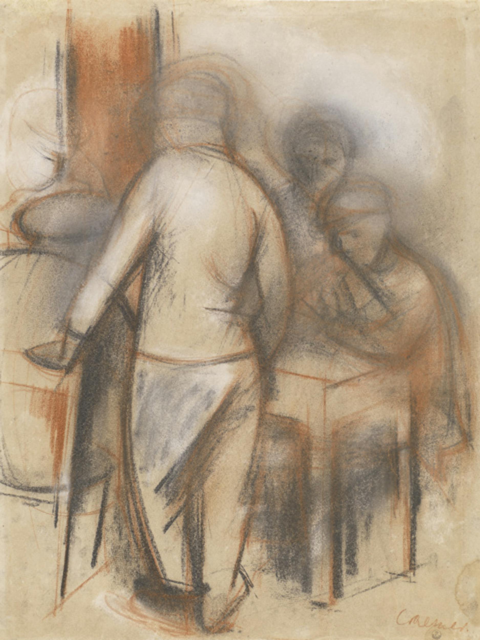 Kurt Craemer (Saarbrücken, 1912 – Paestum, 1961), Gruppo di uomini attorno a un tavolo, Firenze, Gallerie degli Uffizi, Gabinetto Disegni e Stampe