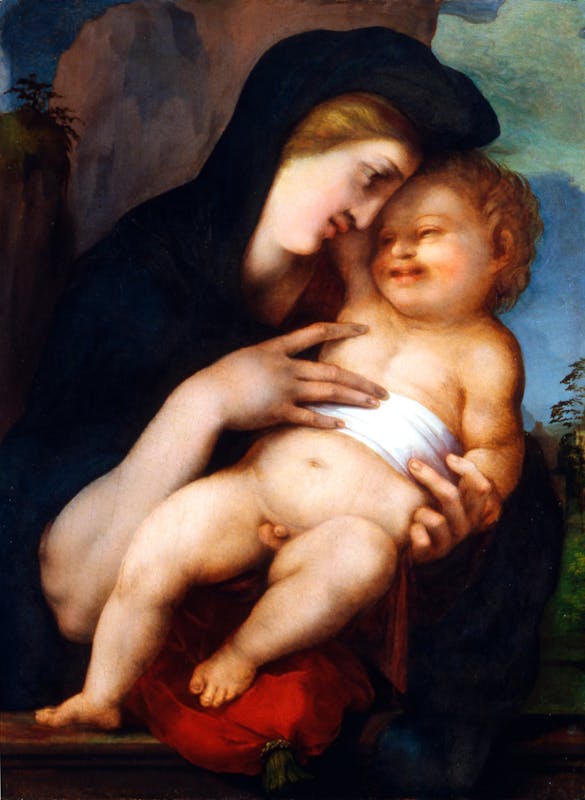 Alonso González de Berruguete (Paredes de Nava, Spagna 1490 - Toledo,  Spagna 1561), Madonna con Bambino, XVI secolo (1517 ca.), olio su tavola.  Firenze, Galleria degli Uffizi