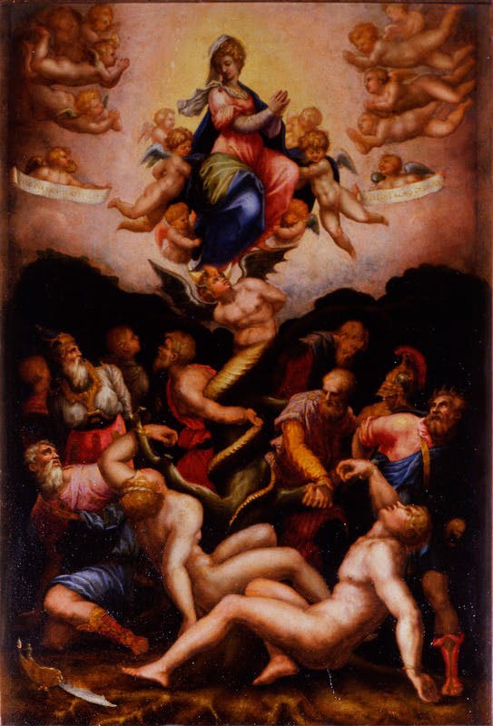 Giorgio Vasari (Arezzo 1511 - Firenze 1574), Allegoria dell’Immacolata Concezione, sec. XVI  secolo (1541), olio su tavola. Firenze, Galleria degli Uffizi