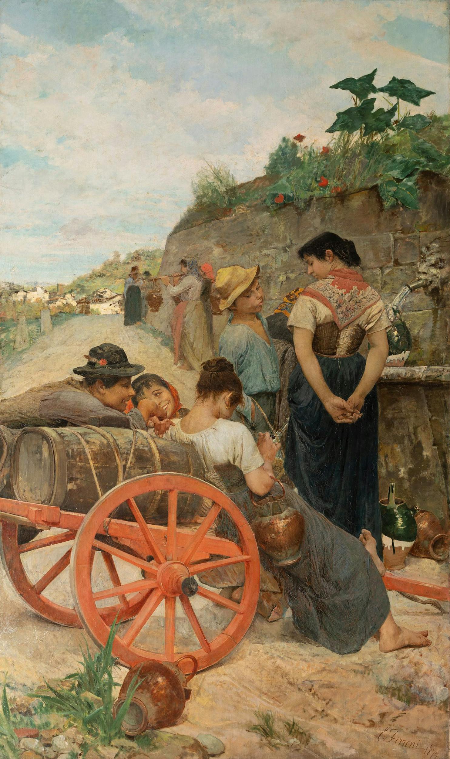 Egisto Ferroni (Lastra a Signa 1835 - 1912), Alla fontana, XIX secolo (1879), olio su tela. Firenze, Gallerie degli Uffizi, Galleria d’Arte Moderna