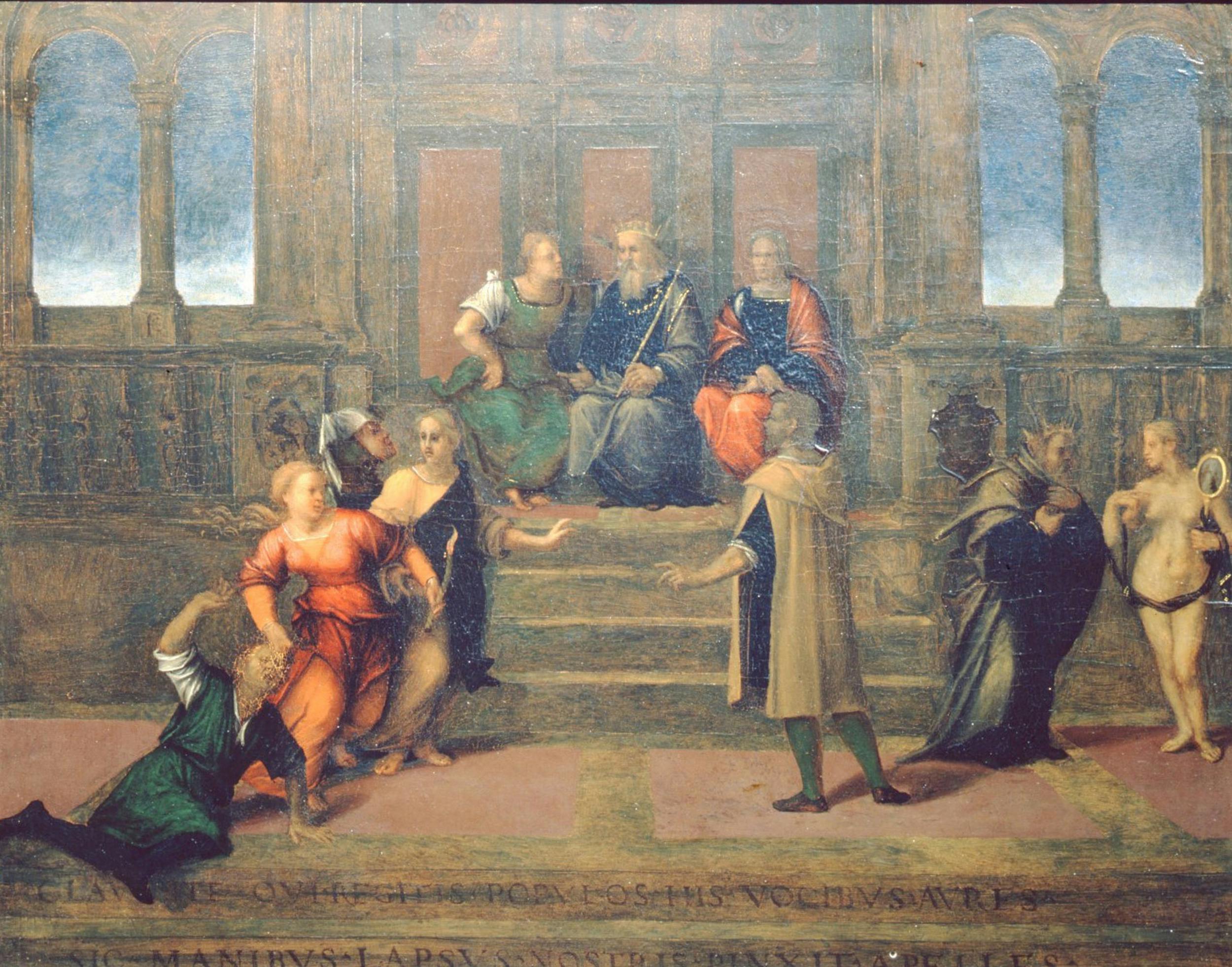 Francesco di Cristofano detto Franciabigio (Firenze 1482 - 1525), Calunnia di Apelle, XVI secolo (1515), olio su tavola. Firenze, Gallerie degli Uffizi, Galleria Palatina ed Appartamenti Reali