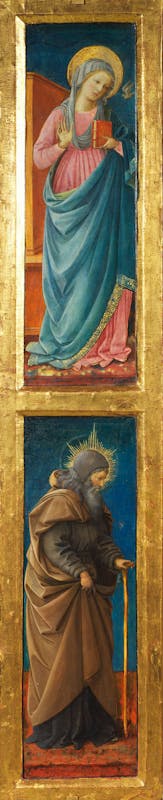 Filippo Lippi (Firenze 1406 - Spoleto 1469), Madonna annunciata; Sant’Antonio Abate, XV secolo, tempera su tavola. Firenze, Galleria degli Uffizi, Depositi