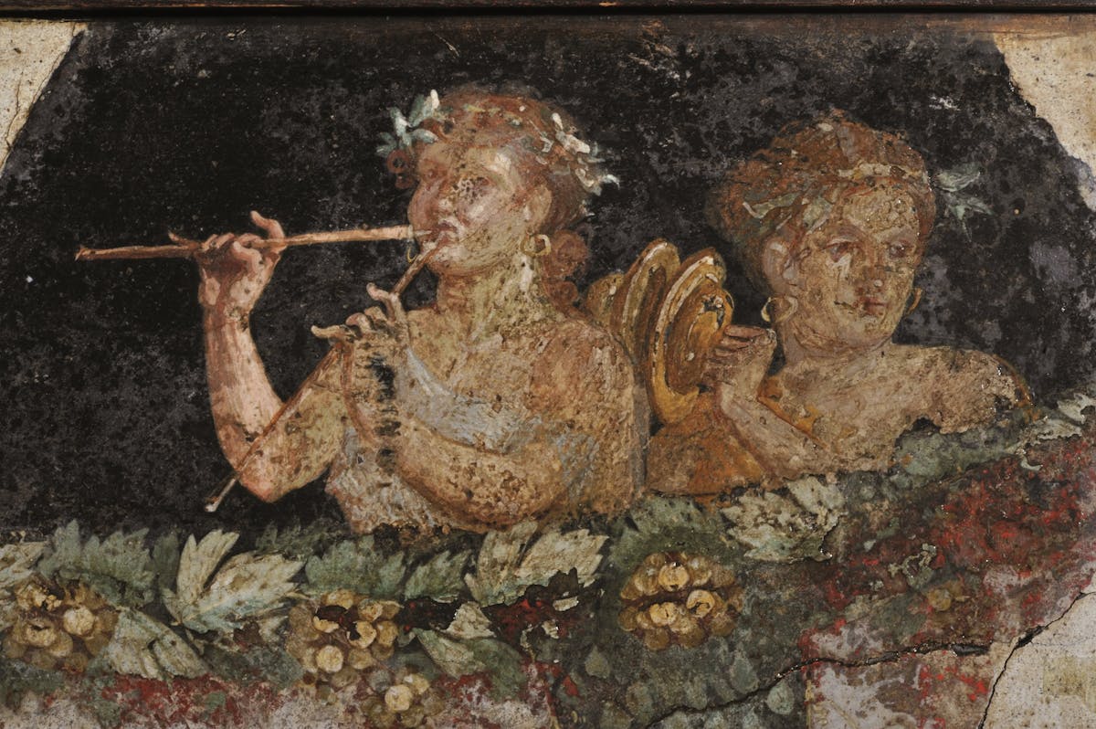 Banchetto con uva, affresco, I secolo d.C., Museo Nazionale Archeologico di Napoli.